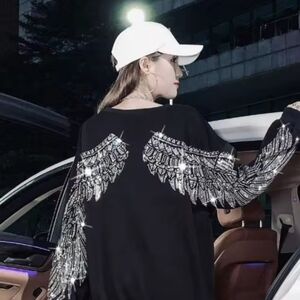 Beautiful women's Rhinestone long sleeve